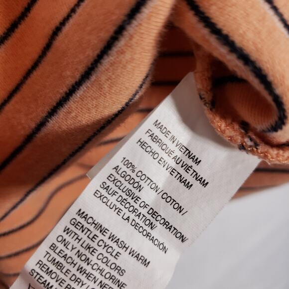 IZOD Polo Mens Extra Large Peach Navy Striped Short Sleeve Casual Preppy Shirt - Picture 10 of 11